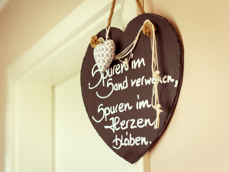 Schieferherz mit Aufschrift